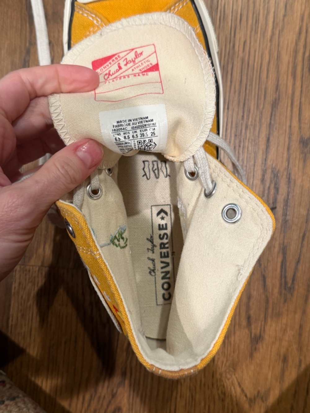 Converse Mustard hand embroidered High-Top Sneakers - Picture 9 of 9